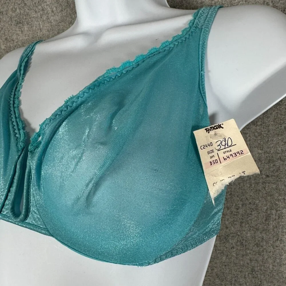 New Vintage Warners 34D Womens Bra Blue Sheer‎ 1516 Adjustable Underwire